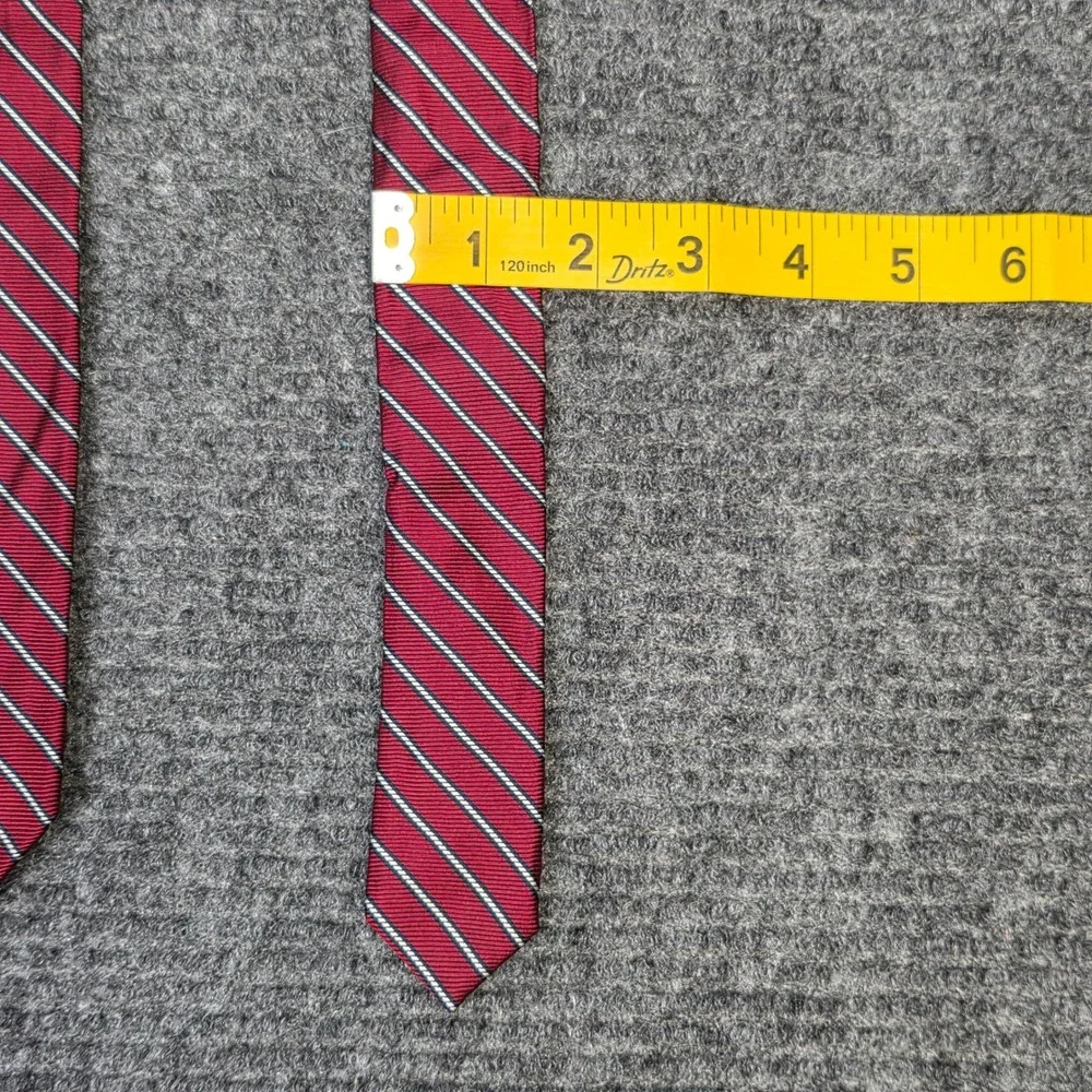 Meeting Street Silk Necktie Men's Red White Navy Blue Striped Hand‎ Made Classic